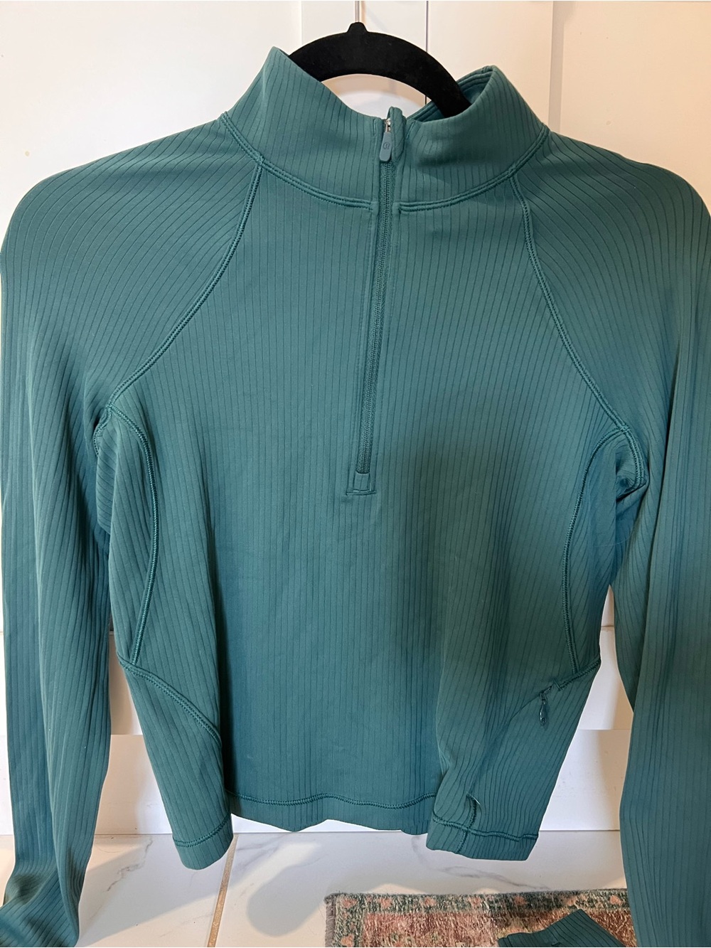 Lululemon It’s Rulu Ribbed Half Zip Storm Teal Size 6 NWOT